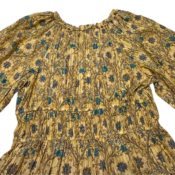 ULLA JOHNSON Val Gathered Printed Cotton-blend Mini Dress In Yellow, NWT - Picture 10 of 16